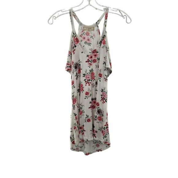 No Comment Cold Shoulder Short Sleeve Floral Top Hi-Low Womens Size Small - Picture 1 of 12